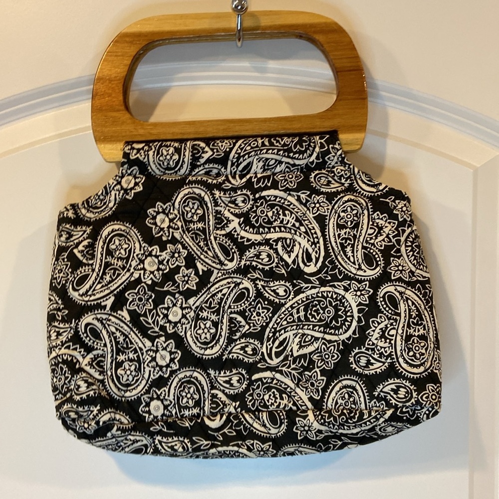 Lily Waters quilted mini handbag with wooden handles